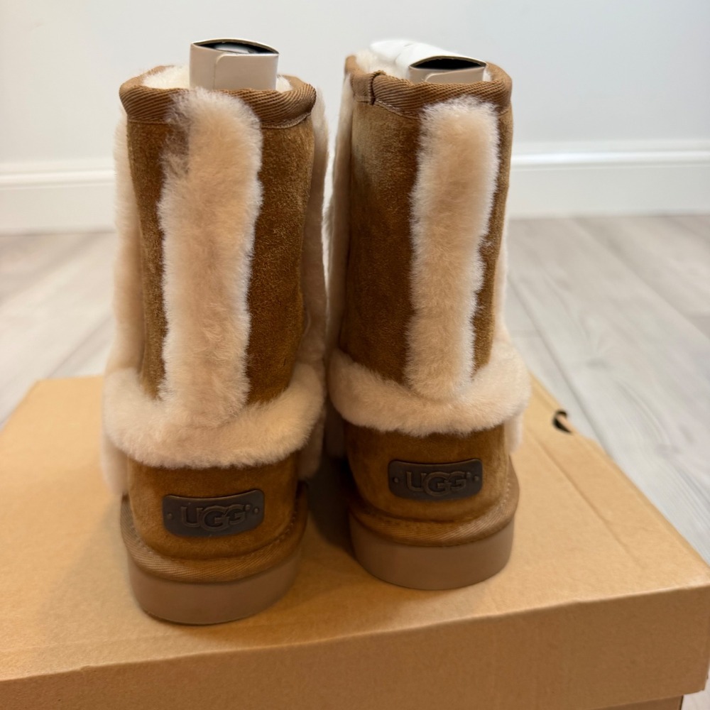 NEW UGG Kids K Hadley Chestnut Suede Sheepskin Boots 1010253 Size 2 Kids - Picture 4 of 9